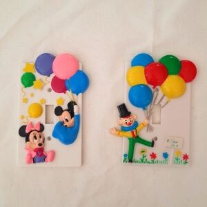 Pair of Vintage Disney Light Switch Covers Mickey Minnie Balloons